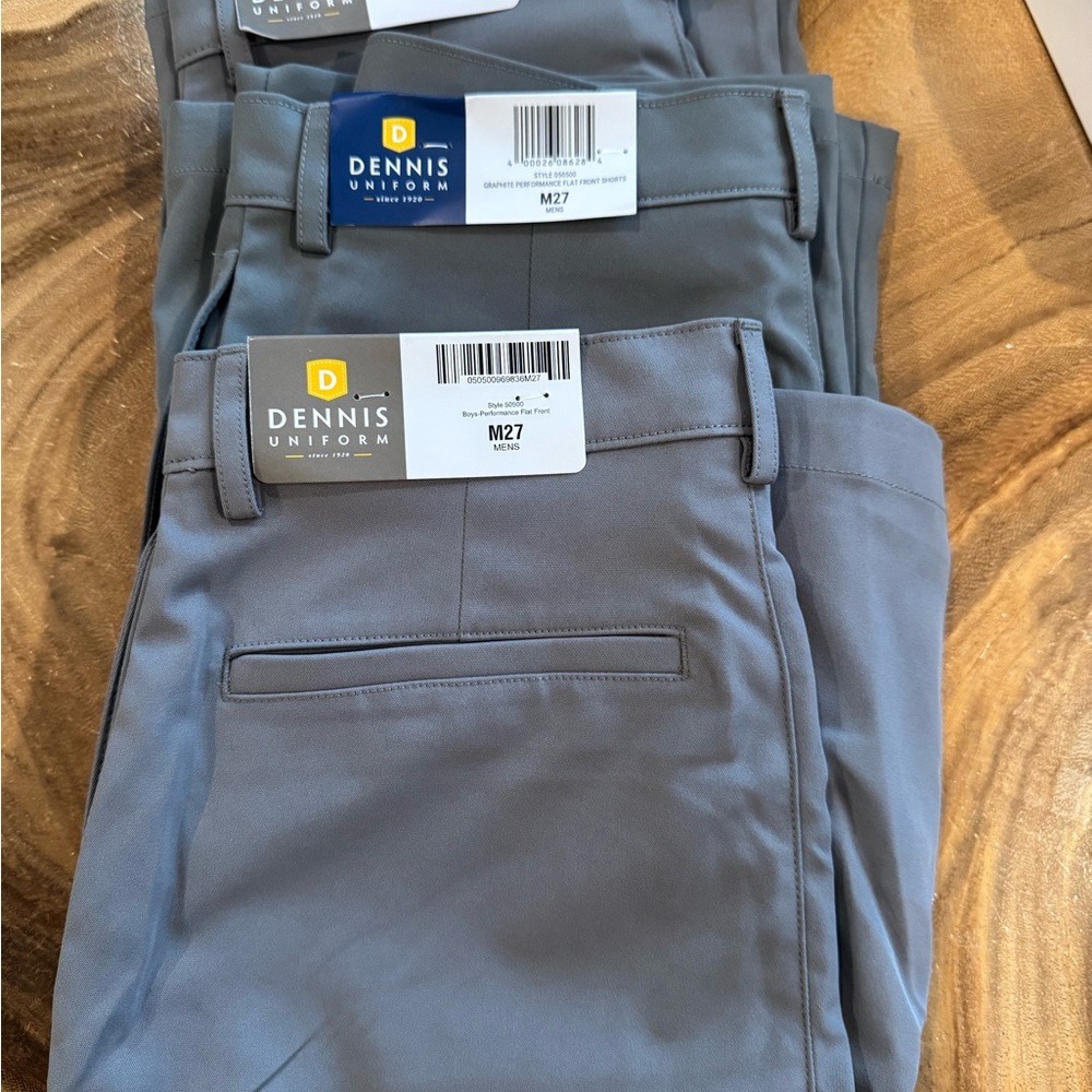 3 QTY of Men's Gray Flat Front Shorts Dennis Uniform